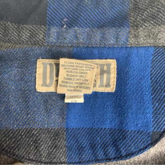 Duluth Trading Co mens medium Blue Gray plaid Button Down Shirt jacket heavy - Picture 4 of 12